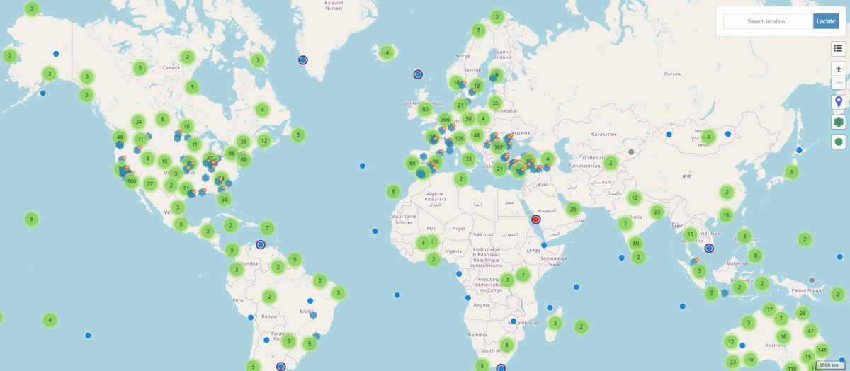 World view of GEODNET’s console map.