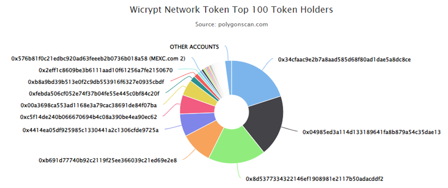 Pie chart showing WNT’s top 100 holders