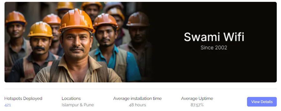Screenshot of a Dabba-certified LCO, complete with relevant service statistics